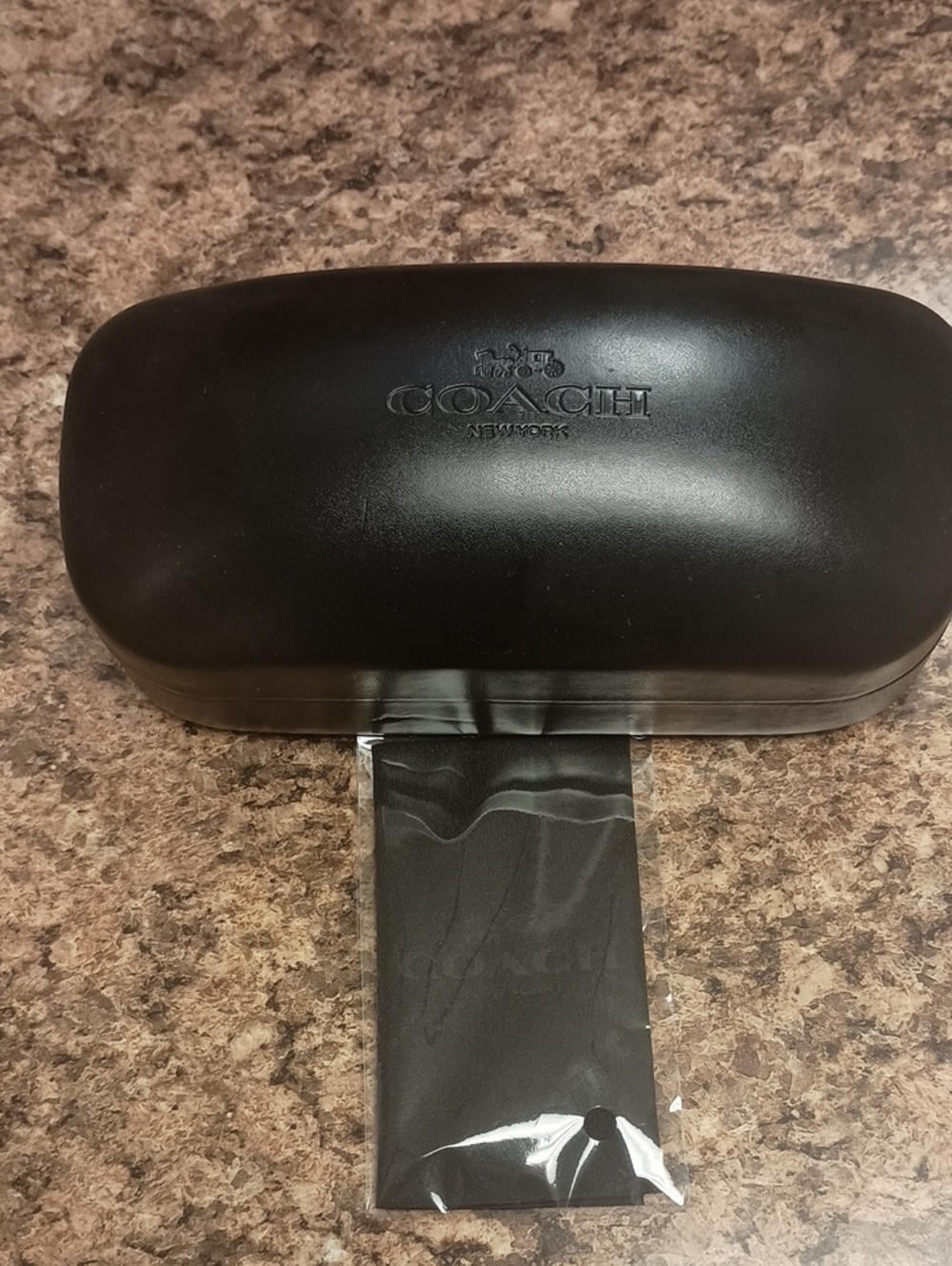 Coach Black Hard Sunglasses Case with Cleaning Cloth